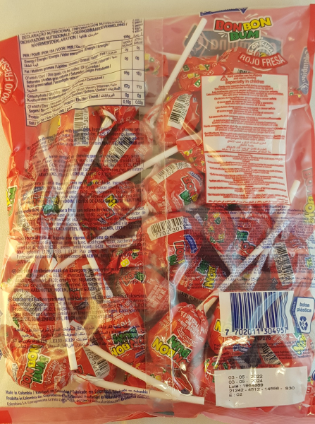 Bob Bon Bum Palettas Sabor Fresa Rellenas de Chicle, 24 UD, 408g